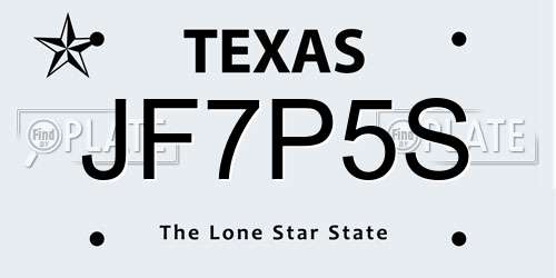JF7P5S Texas License Plate