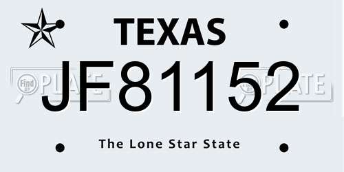 JF81152 Texas License Plate