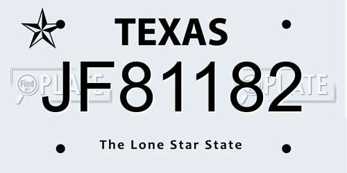 JF81182 Texas License Plate