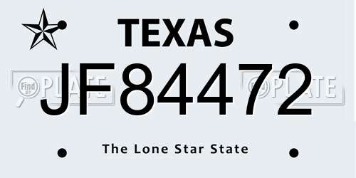 JF84472 Texas License Plate