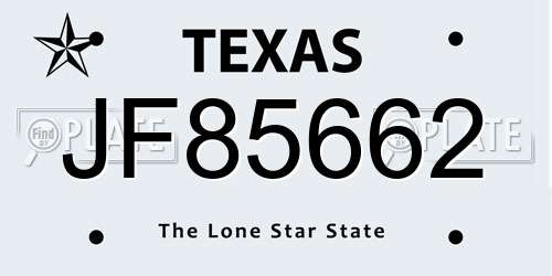 JF85662 Texas License Plate