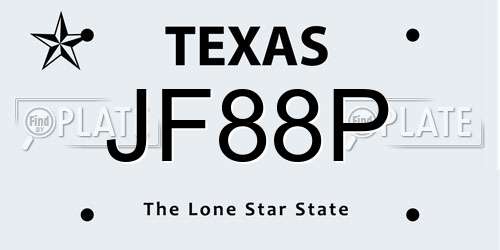 JF88P Texas License Plate