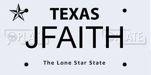 JFAITH Texas License Plate