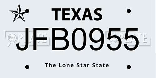 JFB0955 Texas License Plate