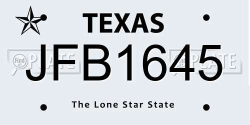 JFB1645 Texas License Plate