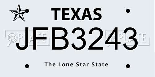 JFB3243 Texas License Plate