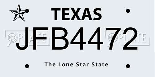JFB4472 Texas License Plate