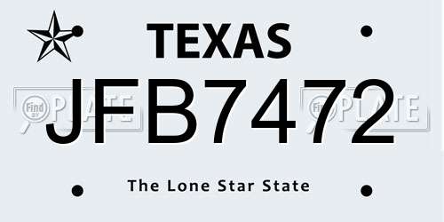 JFB7472 Texas License Plate