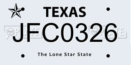 JFC0326 Texas License Plate