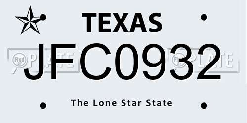 JFC0932 Texas License Plate