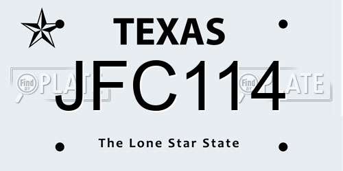 JFC114 Texas License Plate