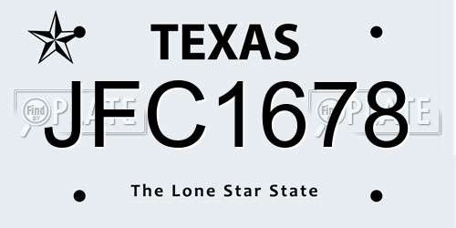JFC1678 Texas License Plate