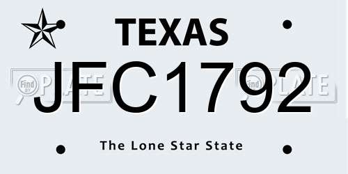 JFC1792 Texas License Plate
