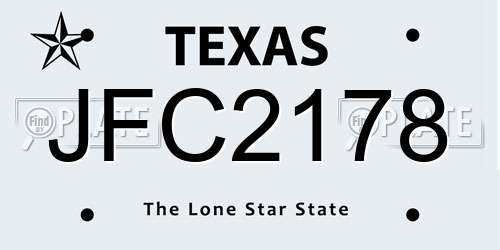 JFC2178 Texas License Plate