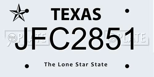 JFC2851 Texas License Plate