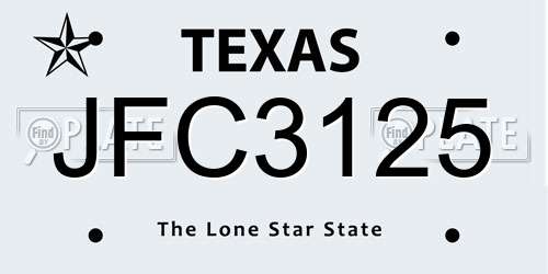 JFC3125 Texas License Plate