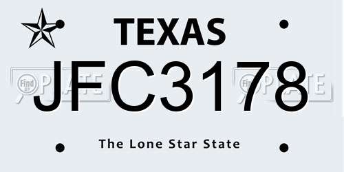 JFC3178 Texas License Plate