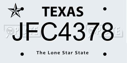 JFC4378 Texas License Plate