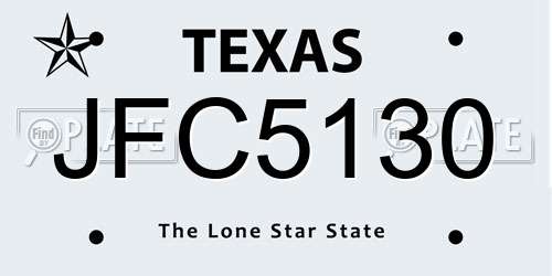 JFC5130 Texas License Plate