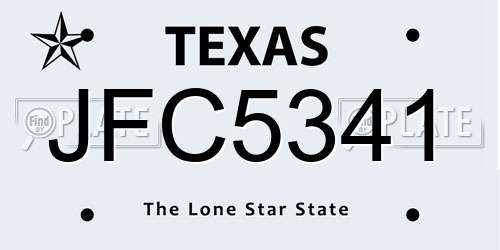 JFC5341 Texas License Plate