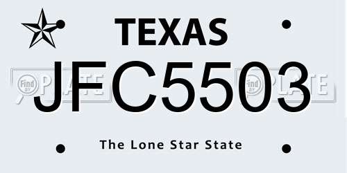 JFC5503 Texas License Plate