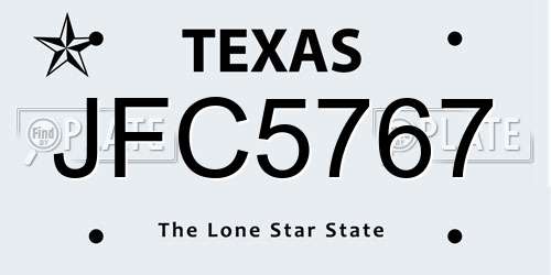 JFC5767 Texas License Plate