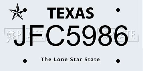 JFC5986 Texas License Plate