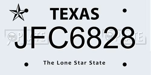 JFC6828 Texas License Plate