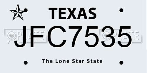JFC7535 Texas License Plate