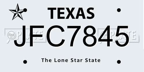 JFC7845 Texas License Plate