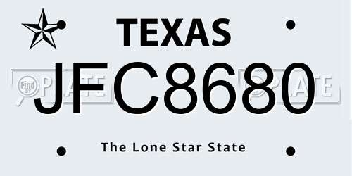 JFC8680 Texas License Plate