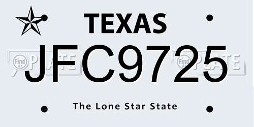 JFC9725 Texas License Plate