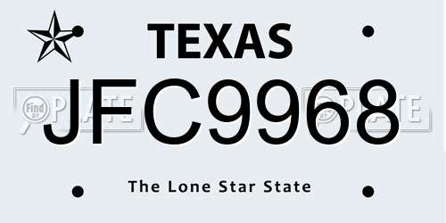 JFC9968 Texas License Plate