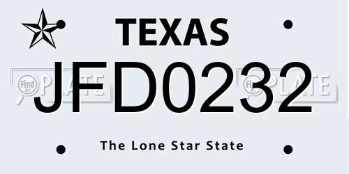 JFD0232 Texas License Plate