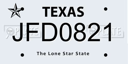 JFD0821 Texas License Plate