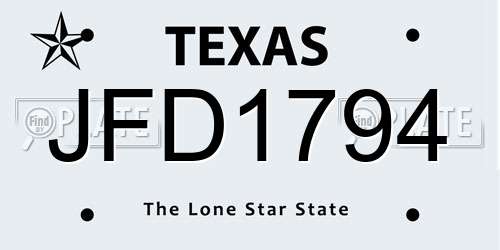 JFD1794 Texas License Plate