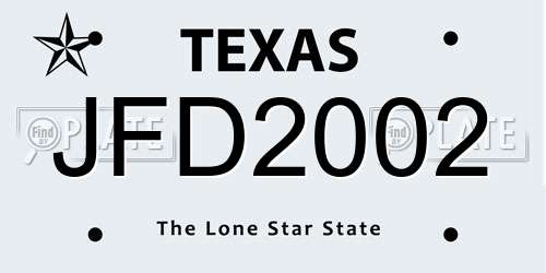 JFD2002 Texas License Plate
