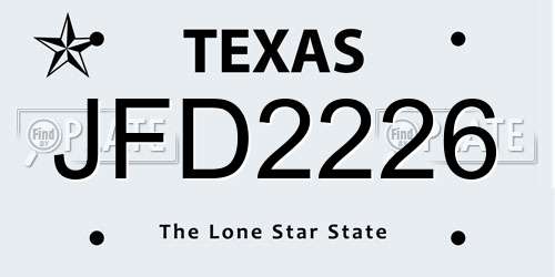JFD2226 Texas License Plate
