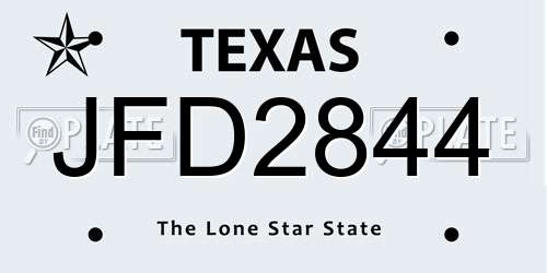 JFD2844 Texas License Plate