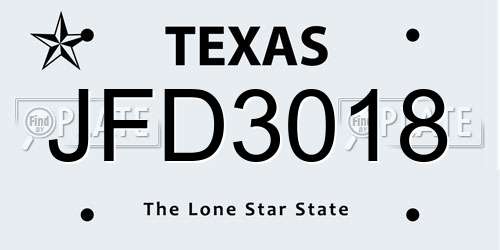 JFD3018 Texas License Plate