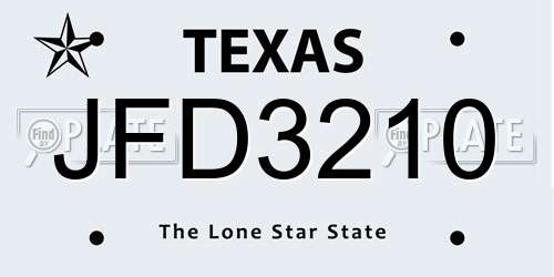 JFD3210 Texas License Plate