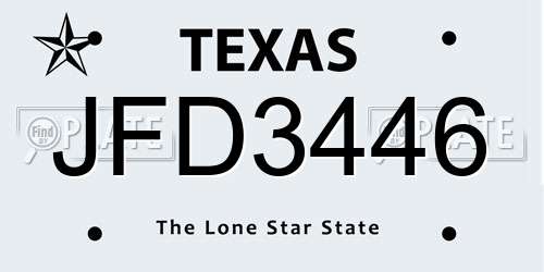 JFD3446 Texas License Plate
