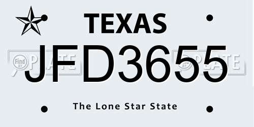 JFD3655 Texas License Plate