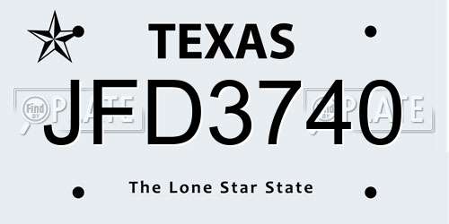 JFD3740 Texas License Plate