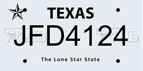 JFD4124 Texas License Plate