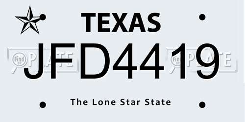 JFD4419 Texas License Plate