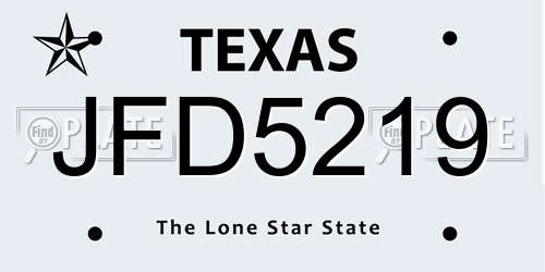 JFD5219 Texas License Plate
