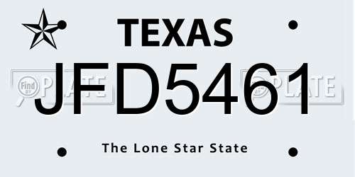 JFD5461 Texas License Plate