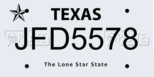 JFD5578 Texas License Plate