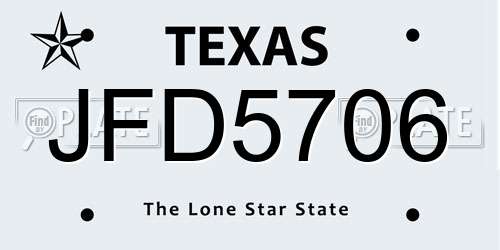 JFD5706 Texas License Plate